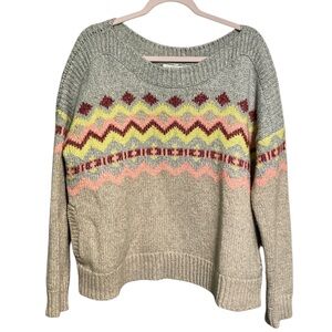 Victoria’s Secret Boatneck Multicolor Chevron Sweater w/ pockets